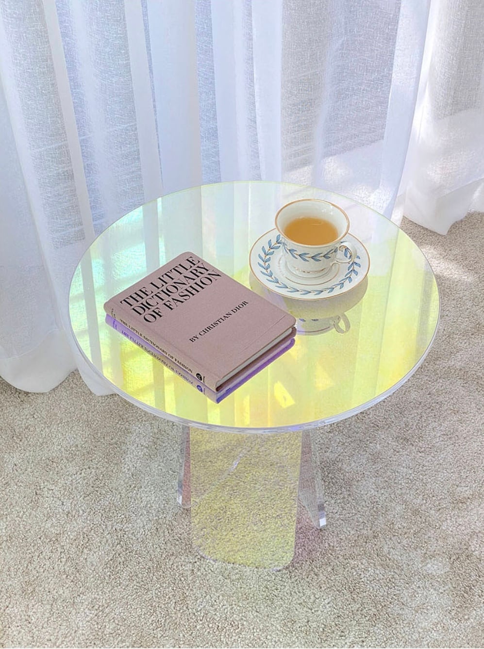 aurora acrylic side table / オーロラ サイドテーブル ホログラム 棚