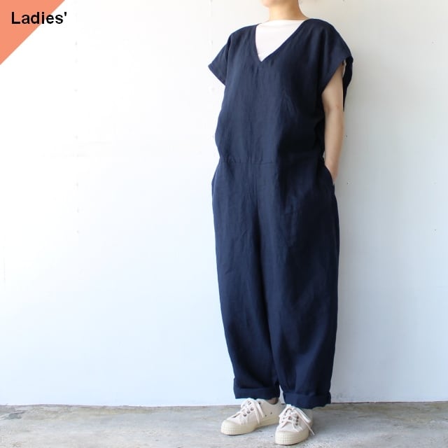 HAVERSACK リネンVネックオールインワン 652301 (Navy)