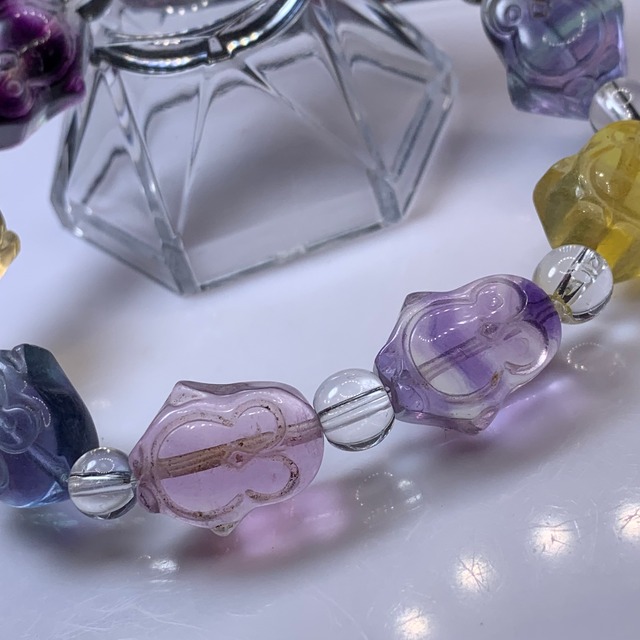 1.カラフルペンギン☆フローライト ブレスレット