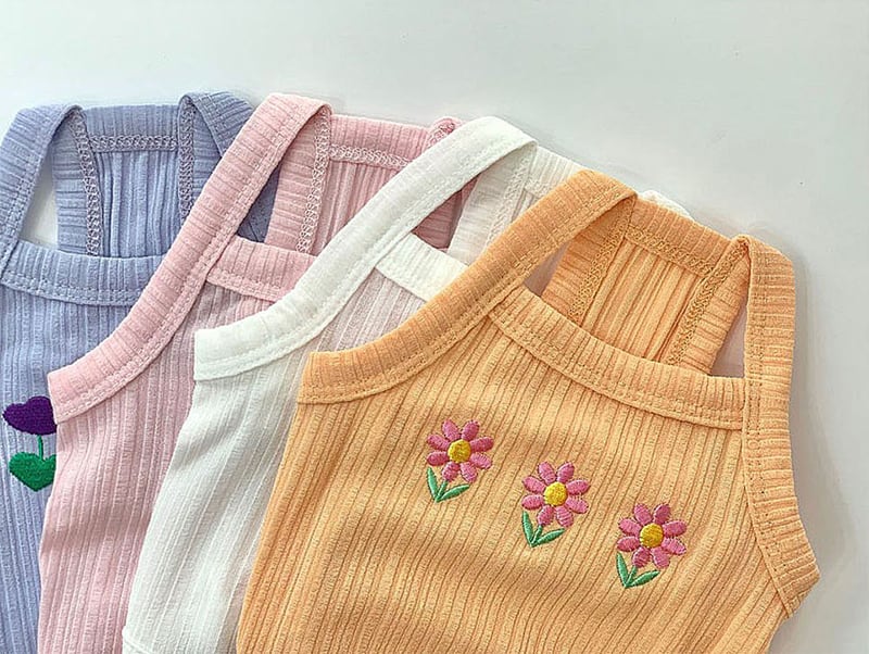 daily crop top XS ~ XL 4color  /  犬服 夏 新作 タンクトップ 可愛い 犬の服 ショート丈 シンプル ドッグウェア 涼しい 袖なし ペット洋服 top117