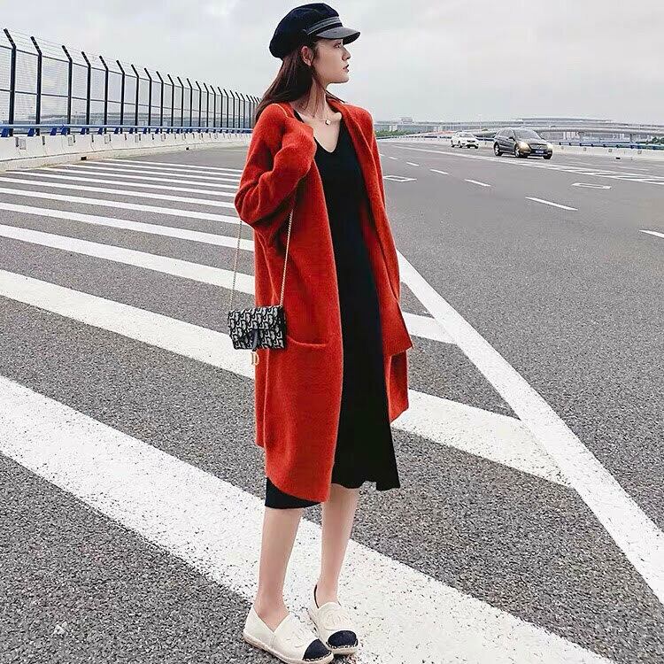 コーディガン ロングカーディガン ポケット付き ノーボタン ニット 全3