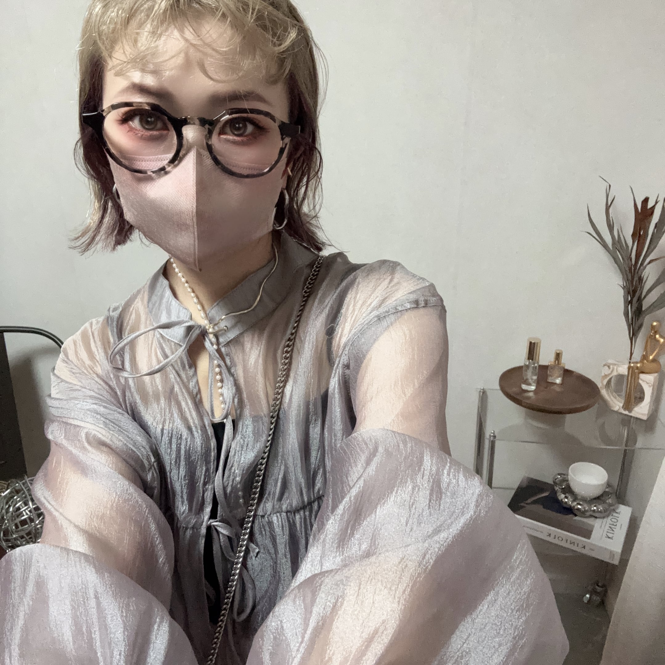 2way sheer back ribbon BL【Grey】