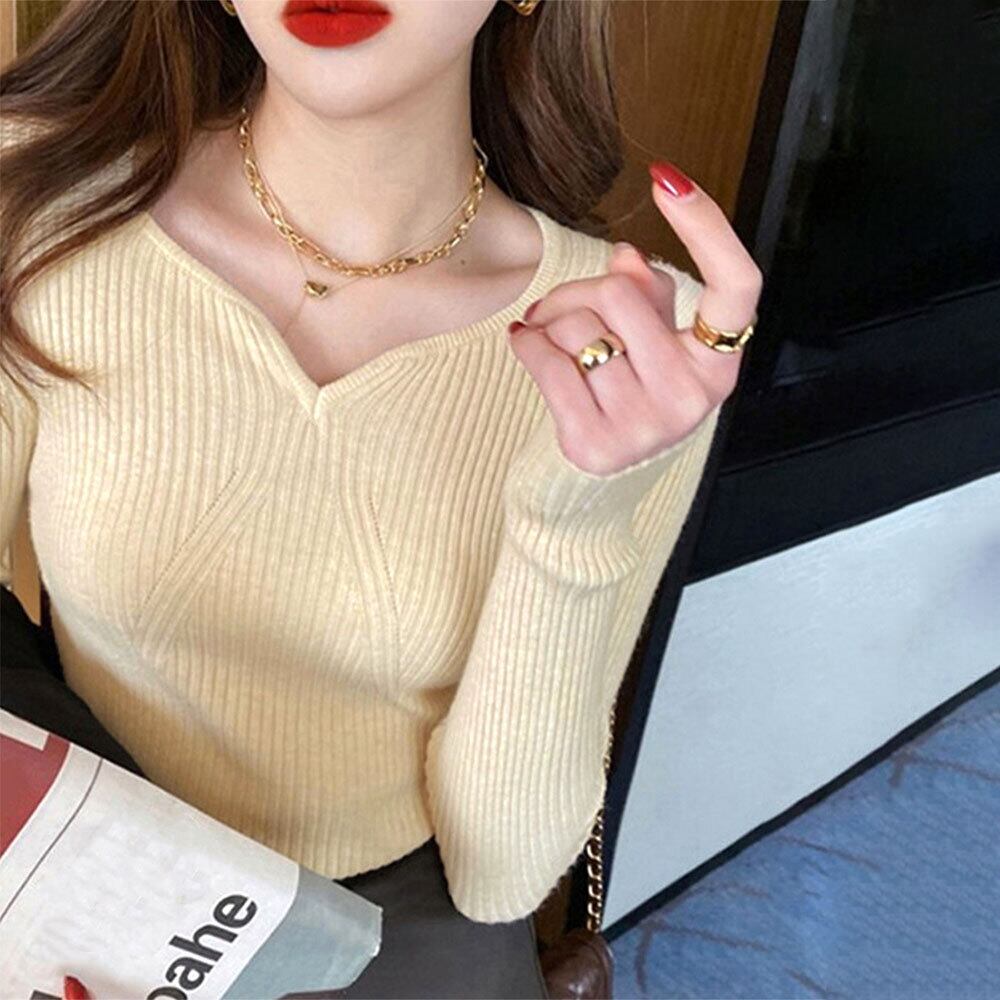 ハートネック リブニット トップス レディース きれいめ 大人 春秋冬 かわいい おしゃれ フェミニン シンプル プルオーバー 大人可愛い 大人女子