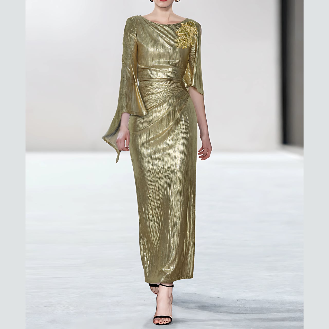 アンシンメトリースリーブ タイトドレス 1534