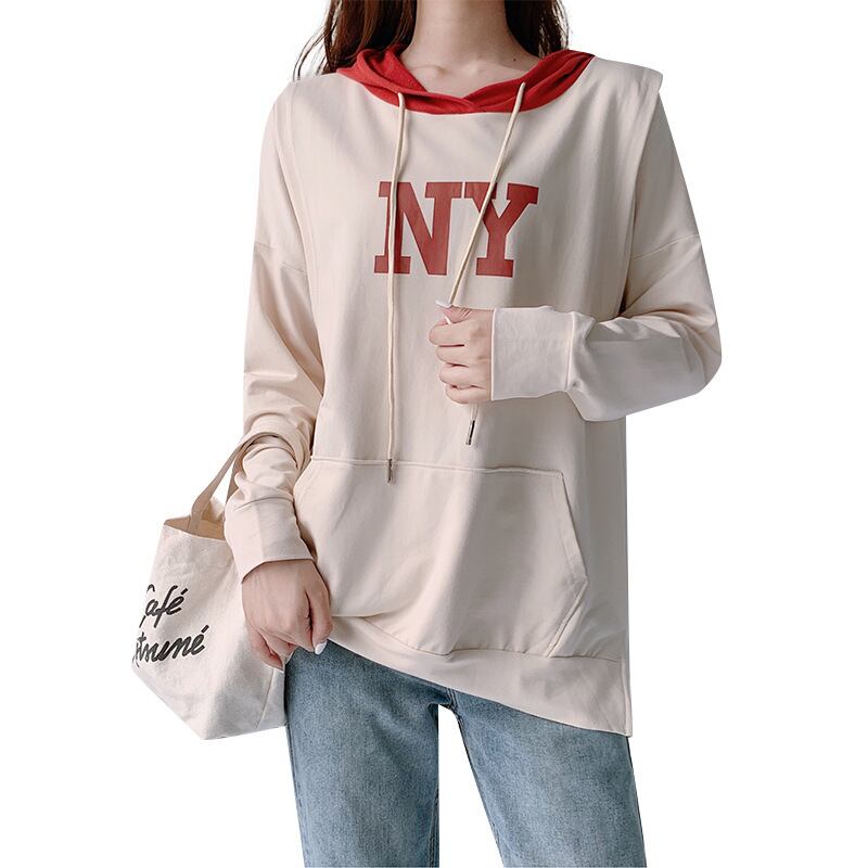 【新作】【送料無料】 プラスサイズの服の女性マタニティ無地フード付き母乳育児セーターフロントポケットチュニック妊婦 大きめサイズ ソリッドカラー expec56519656012