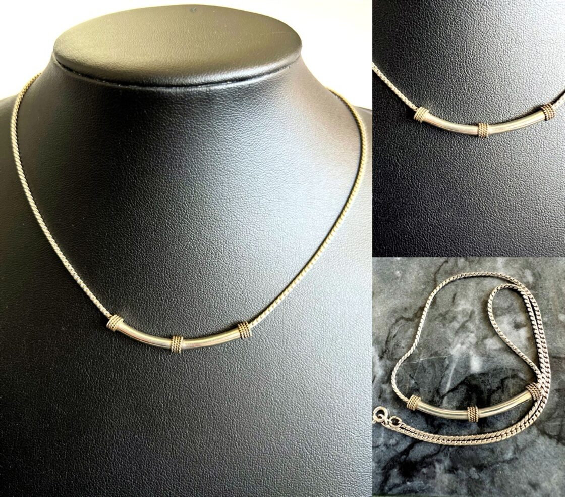 TIFFANY ティファニー 14K × SV925 プレート チェーン ネックレス 
