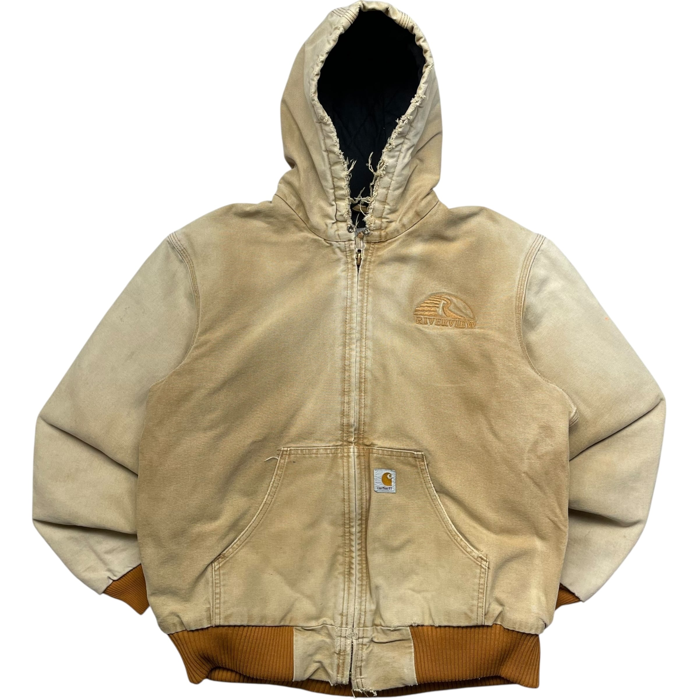 《M》 Carhartt カーハート アクティブジャケット ワークジャケット 企業刺繍 ブラウン USA製 no.9050