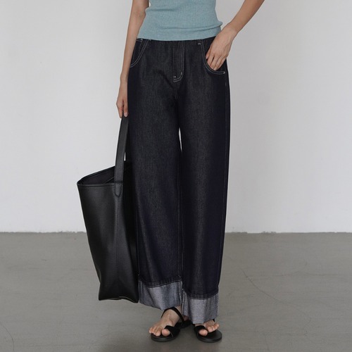 high-waist loose straight denim pants　L0539