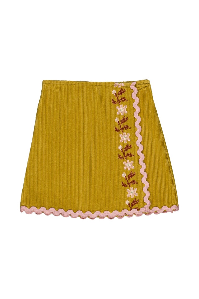 【26AW】hello Simone(ハローシモーヌ)Scout skirt Moss(4y/6y/8y)スカート マスタード 花