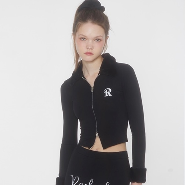 [ROCKCAKE] Uni Logo Zipper Cardigan - Black 正規品 韓国ブランド 韓国通販 韓国代行 韓国ファッション カーディガン