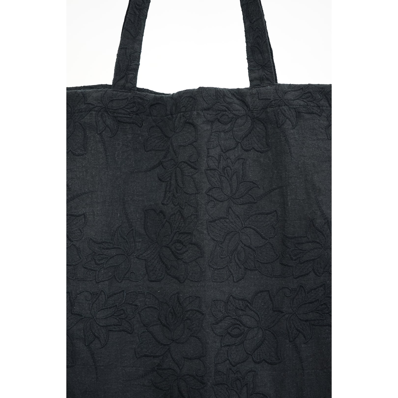 kujaku] (クジャク) 2024SS T-308 / embroidery tote bag / L (black