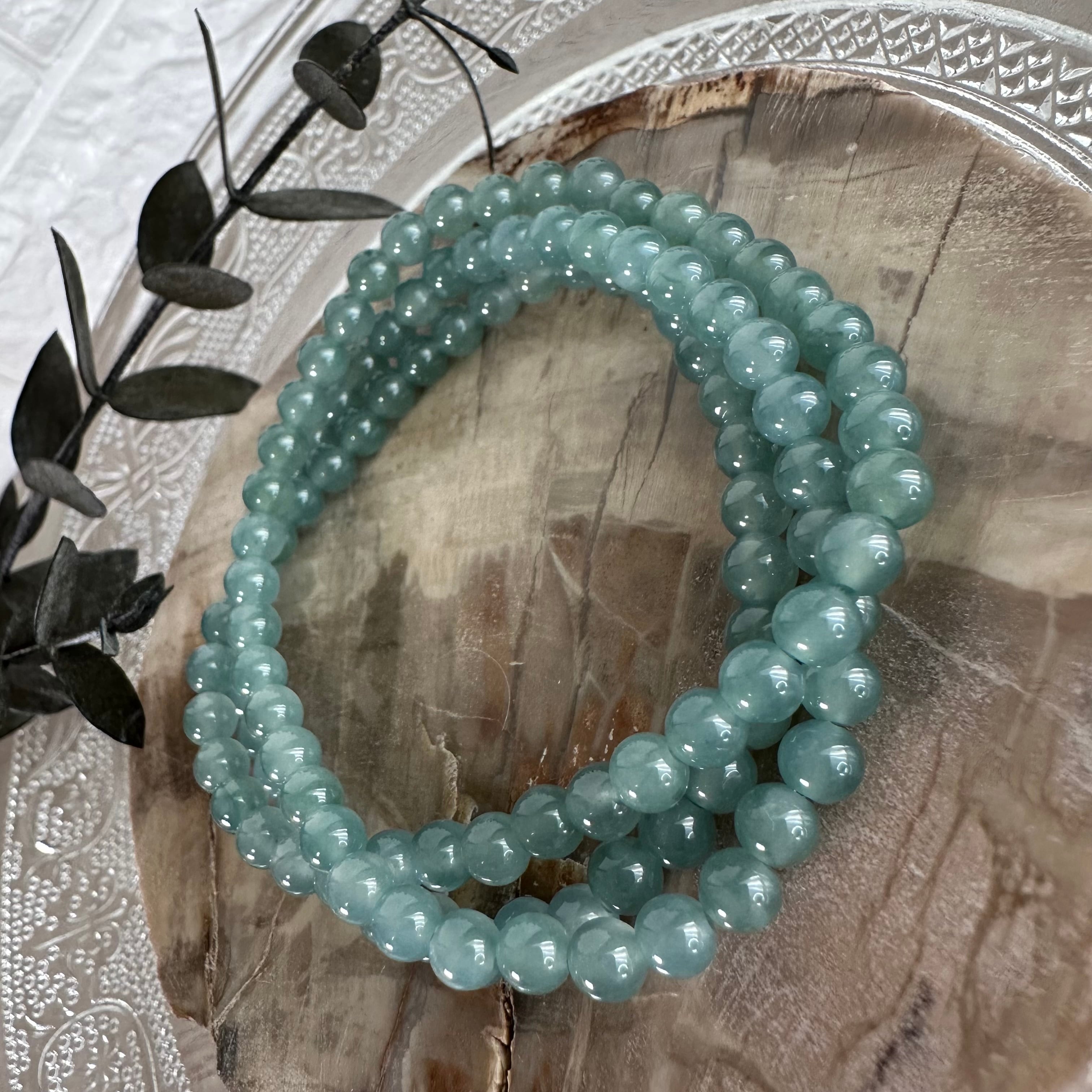 プレミアム】ミャンマー産3連青翡翠ブレスレット880 | 円と縁 オラクル