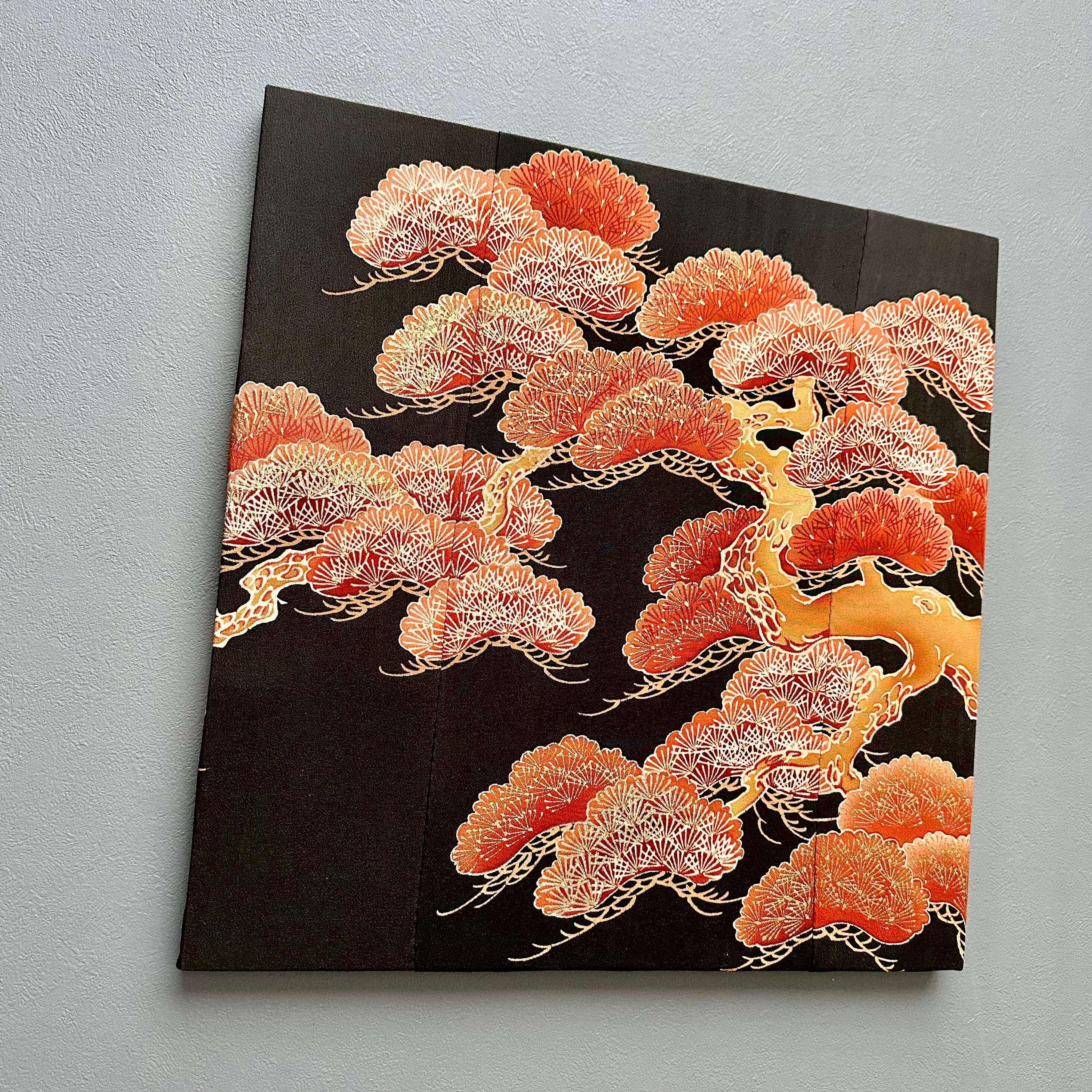 Kimono fabric panel ※45×45cm 大きな着物のファブリックパネル 漆黒に