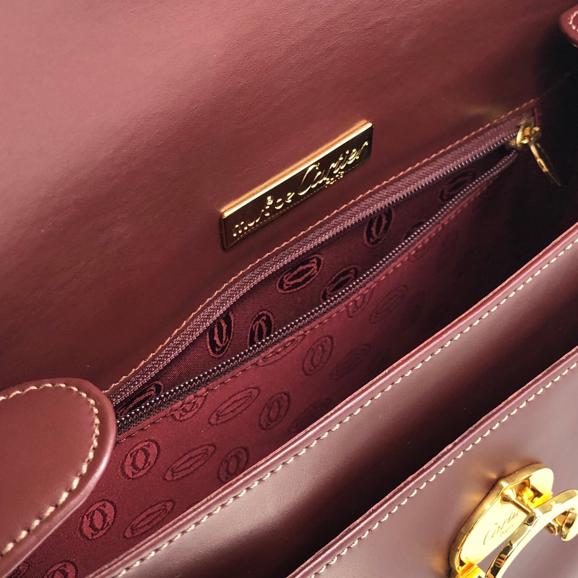 Cartier カルティエ マストライン ショルダーバッグ ボルドー レザー
