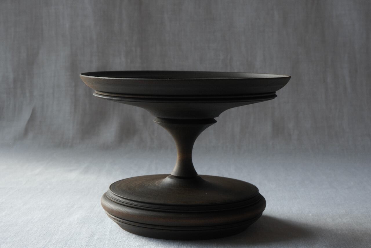 燭台 蝦夷山桜 鉄媒染 160mm