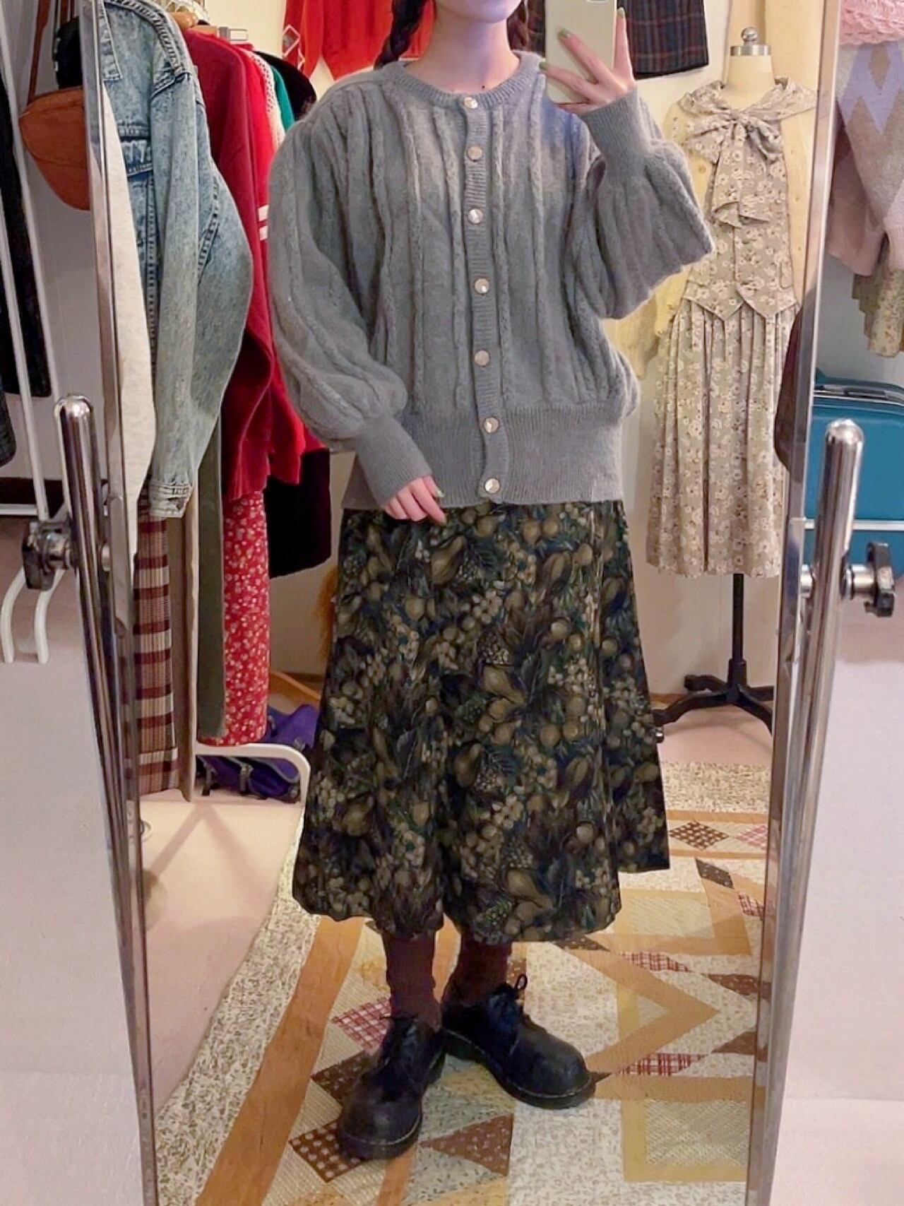 la france green flare skirt