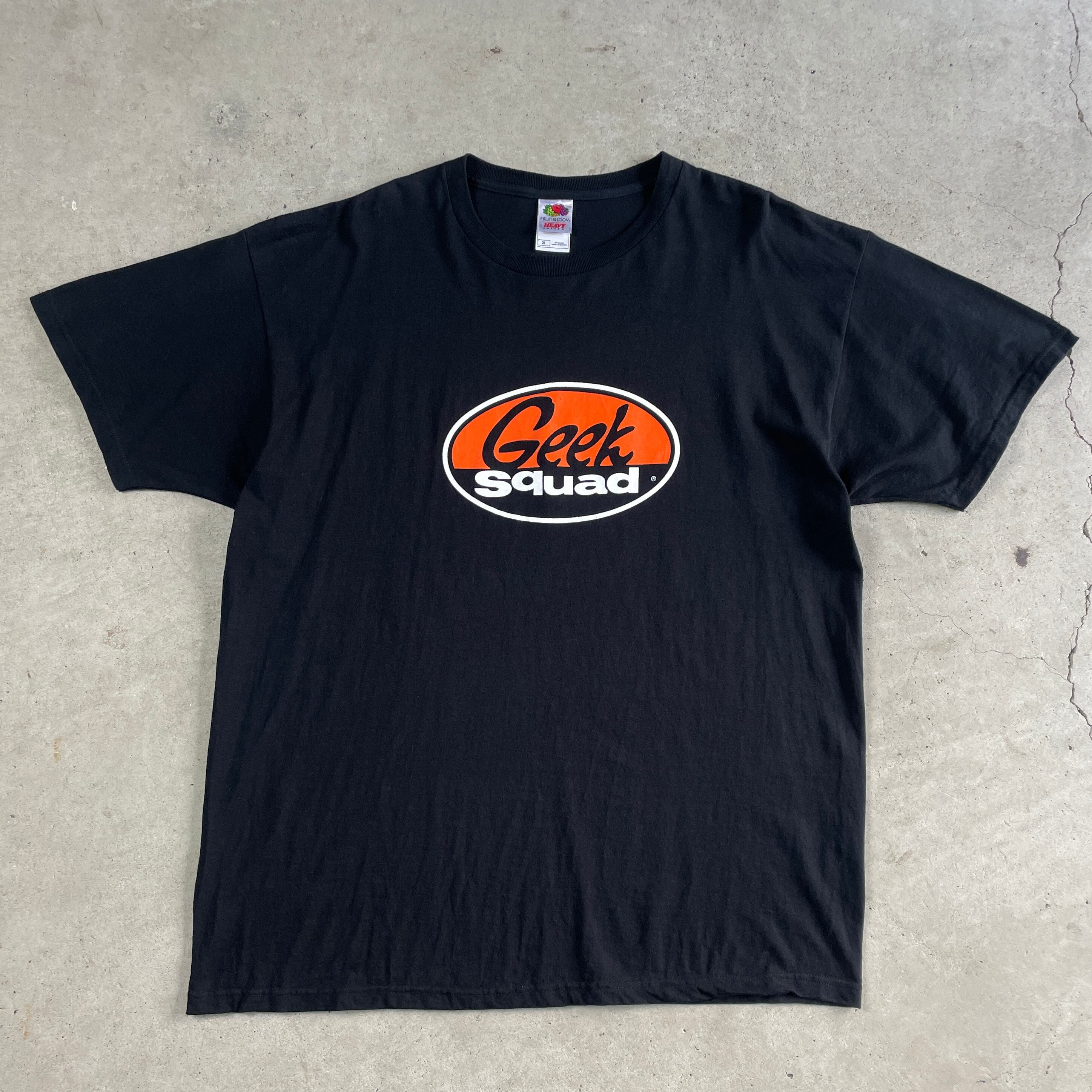 GEEK SQUAD 企業ロゴ プリントTシャツ メンズXL 古着 ブラック 黒【T 