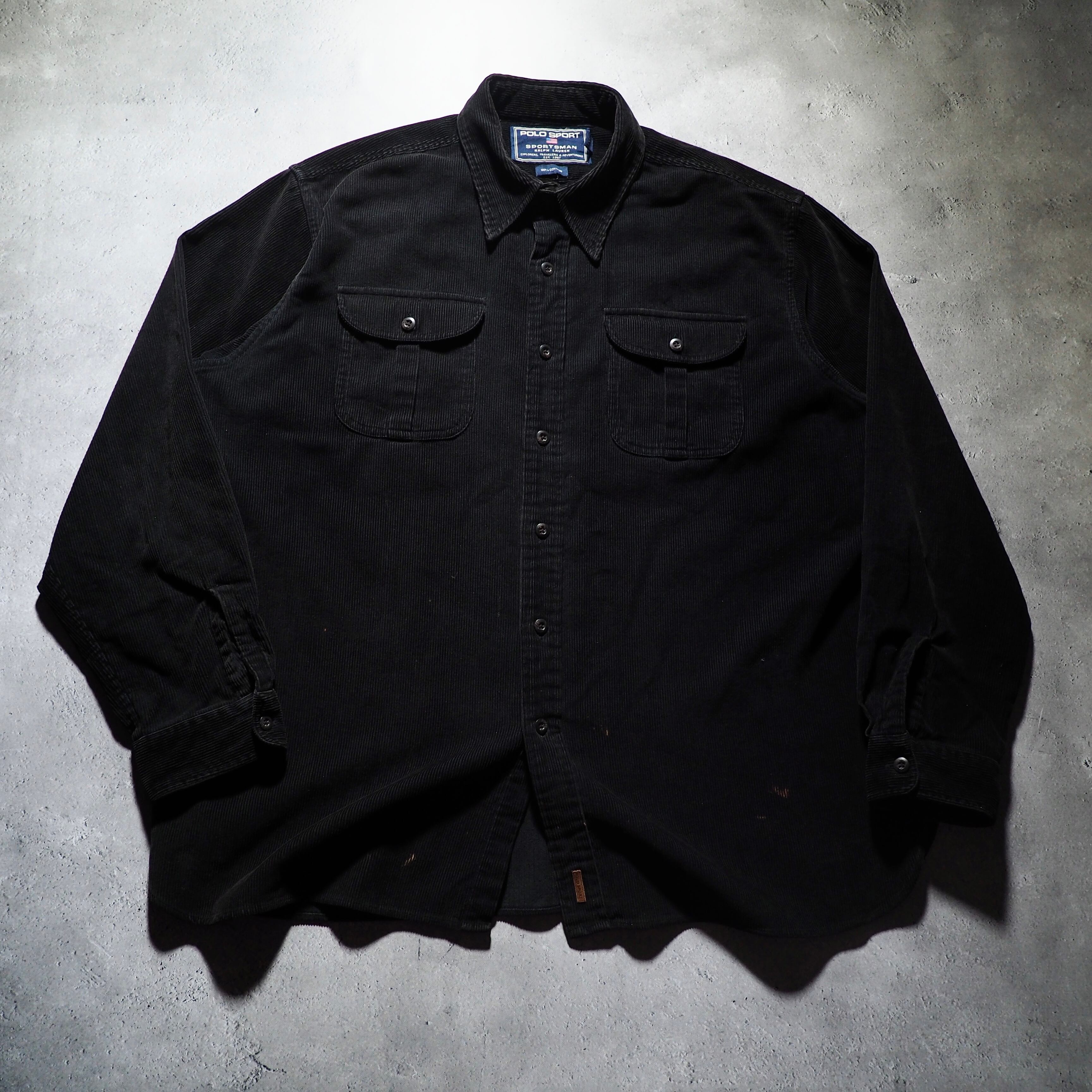 1990s ” POLO SPORTS RALPH LAUREN ” vintage loose Black corduroy shirt