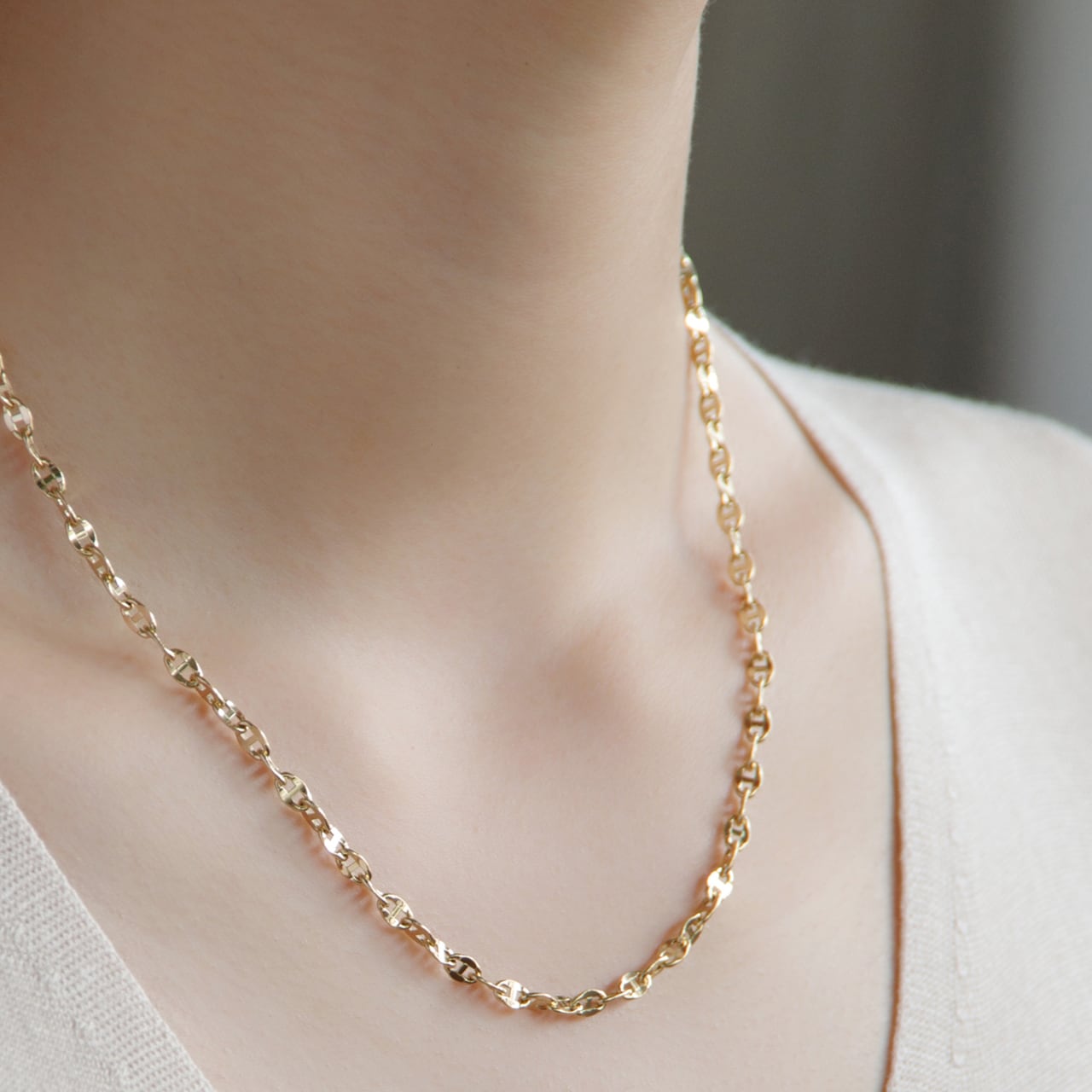 K18イエローゴールド 中空アンカーチェーン ネックレス【MKY0089N1