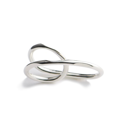 Cut double silver ring