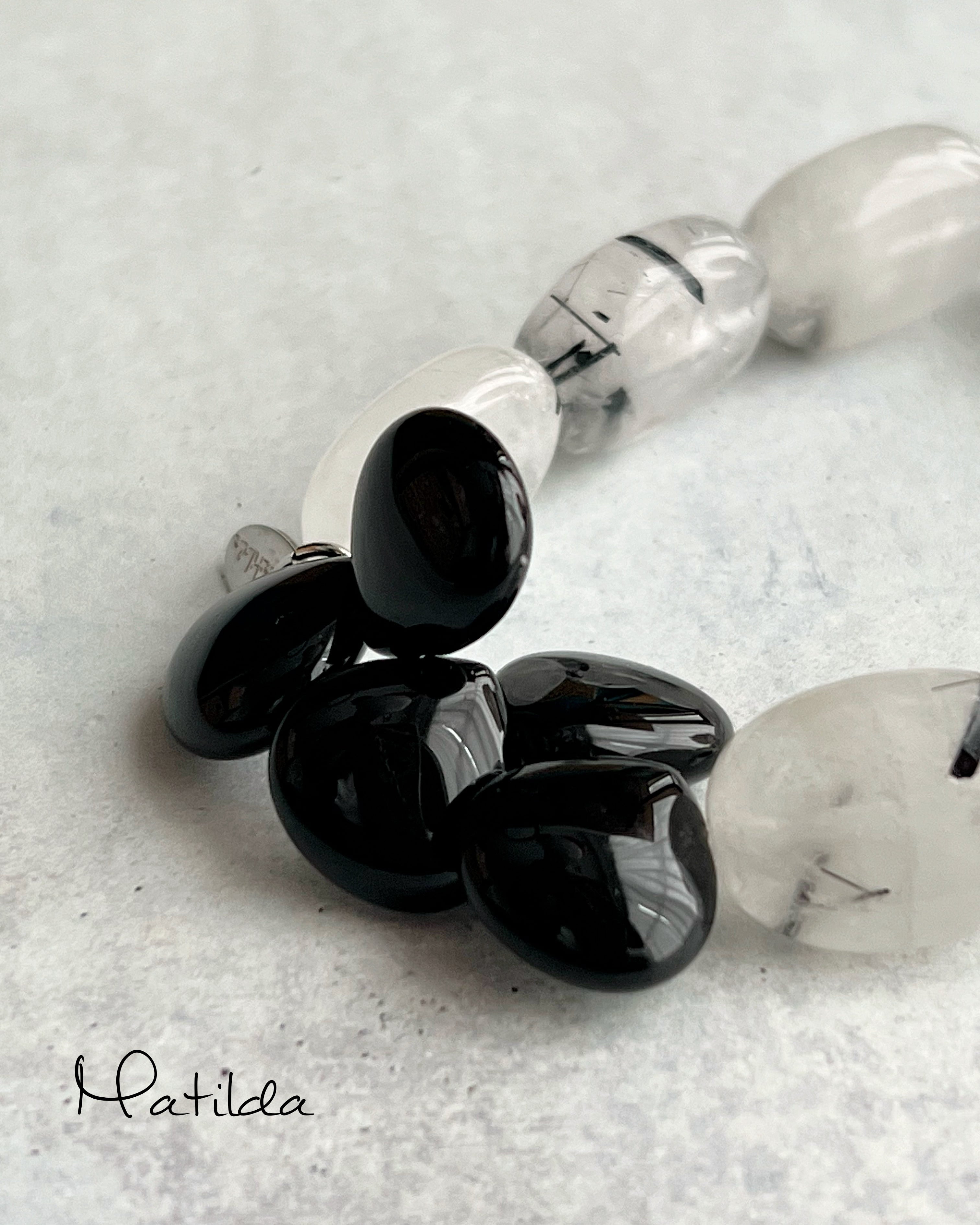 【再販】bicolor bracelet(ブラックルチルクォーツ×オニキス)