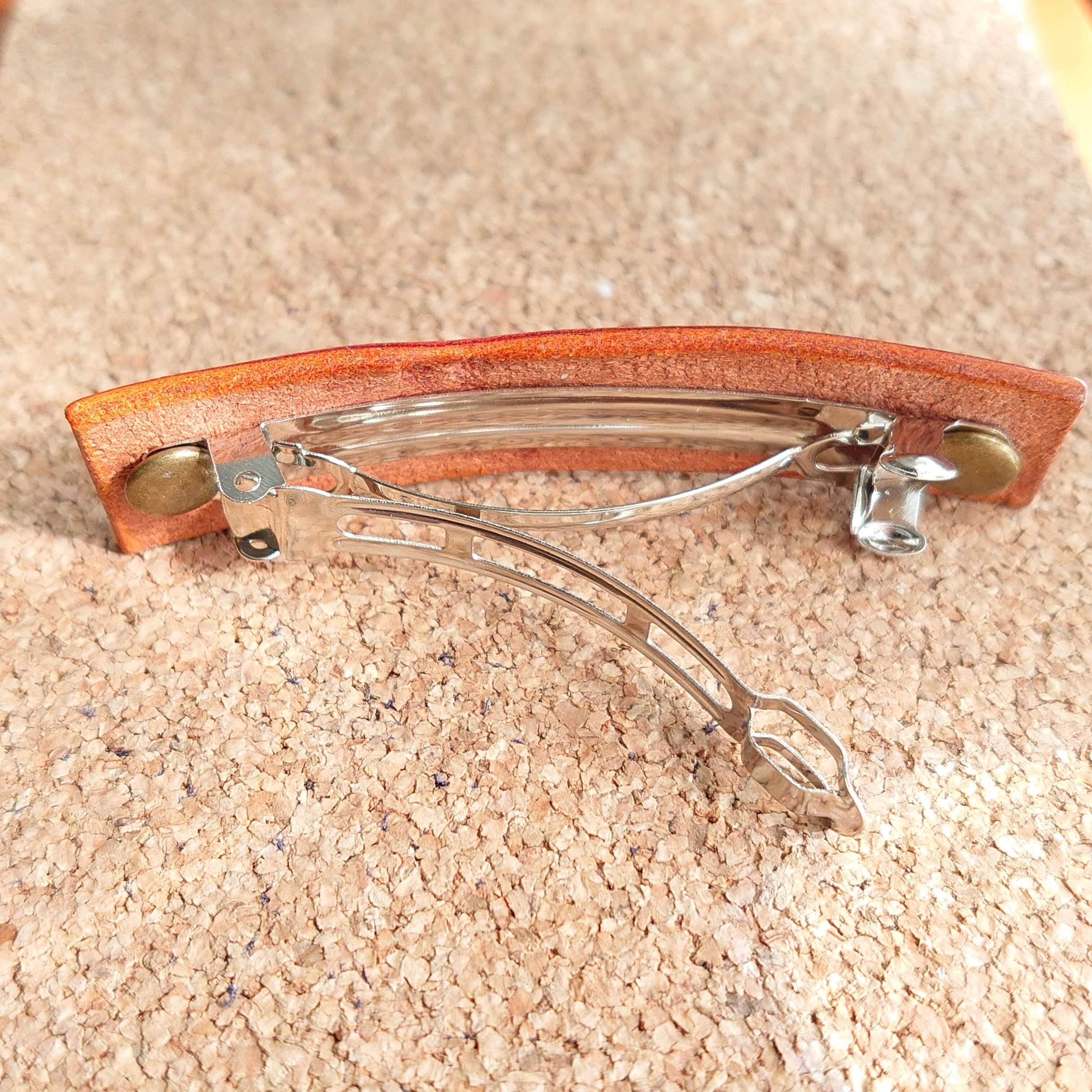 本革バレッタ(バレッタサイズ6.0cm) - オレンジ | decoryun