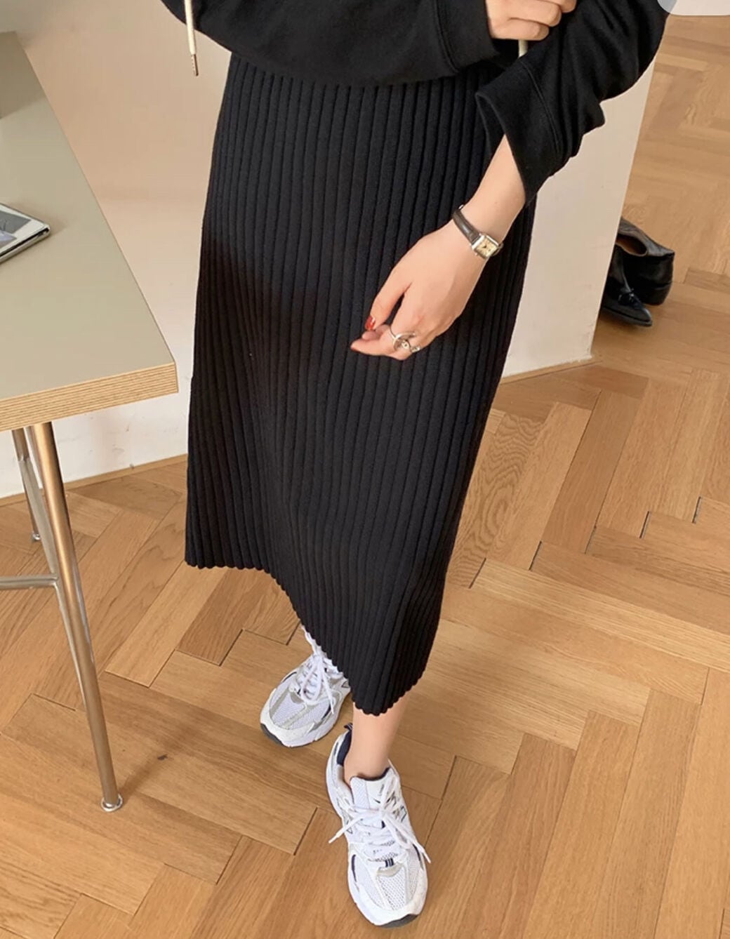 リブニットナロースカート