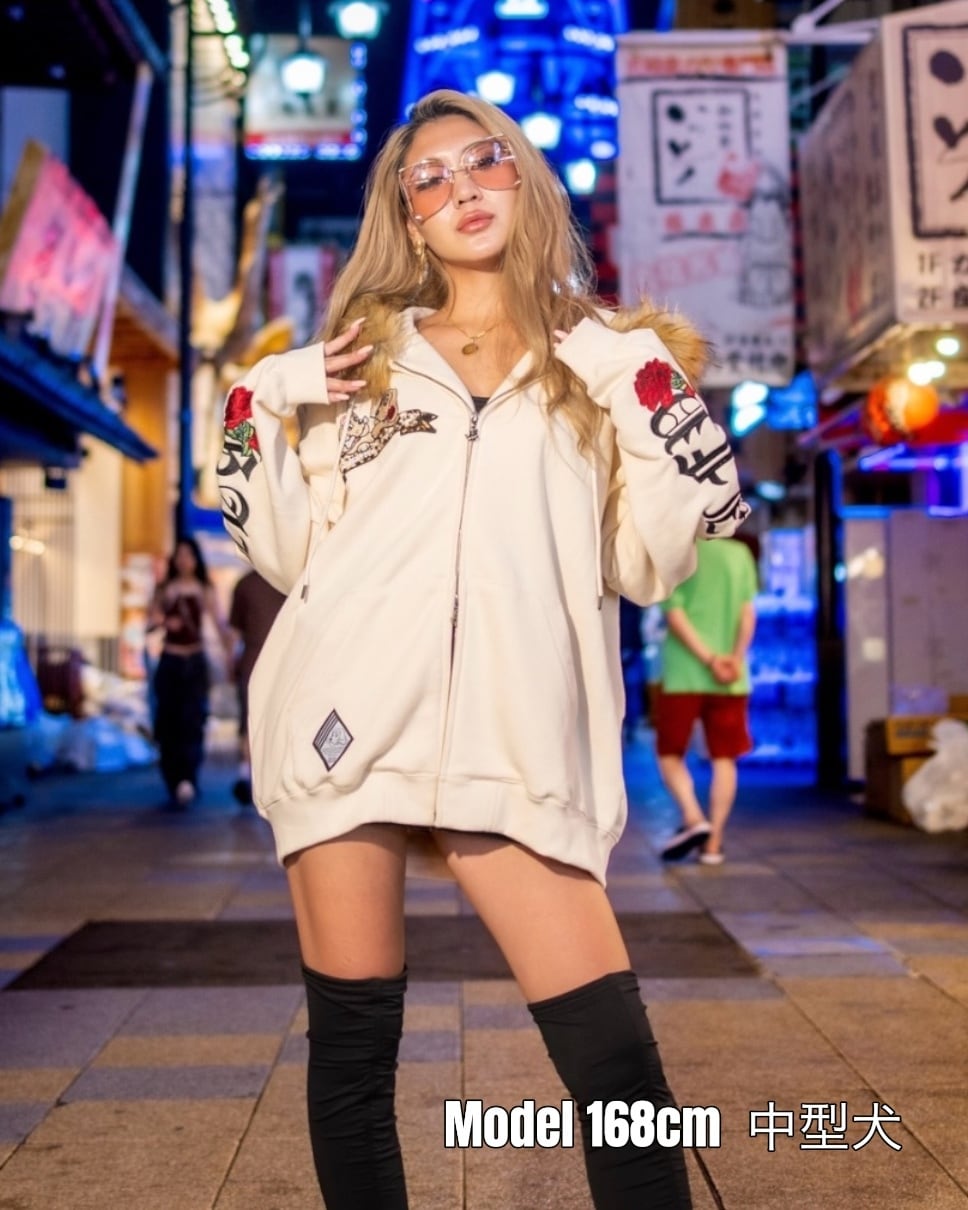 GALFY×Rafu&Co】ワンッ‼︎ROSEちゅー犬ZIPパーカー | GRATIFY