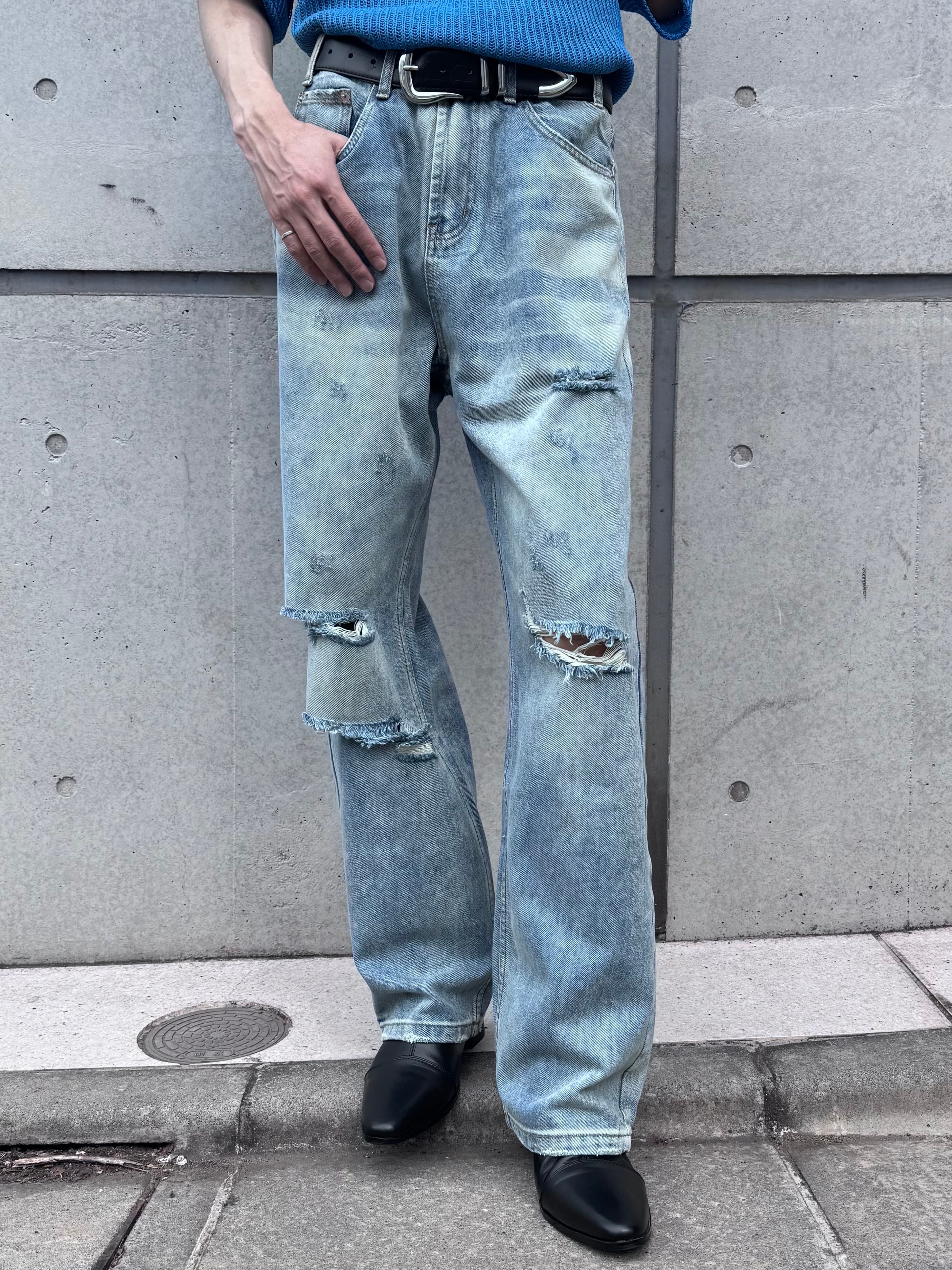 ALUDE SELECT】wave wash damage denim | 【ALUDE】韓国メンズファッション