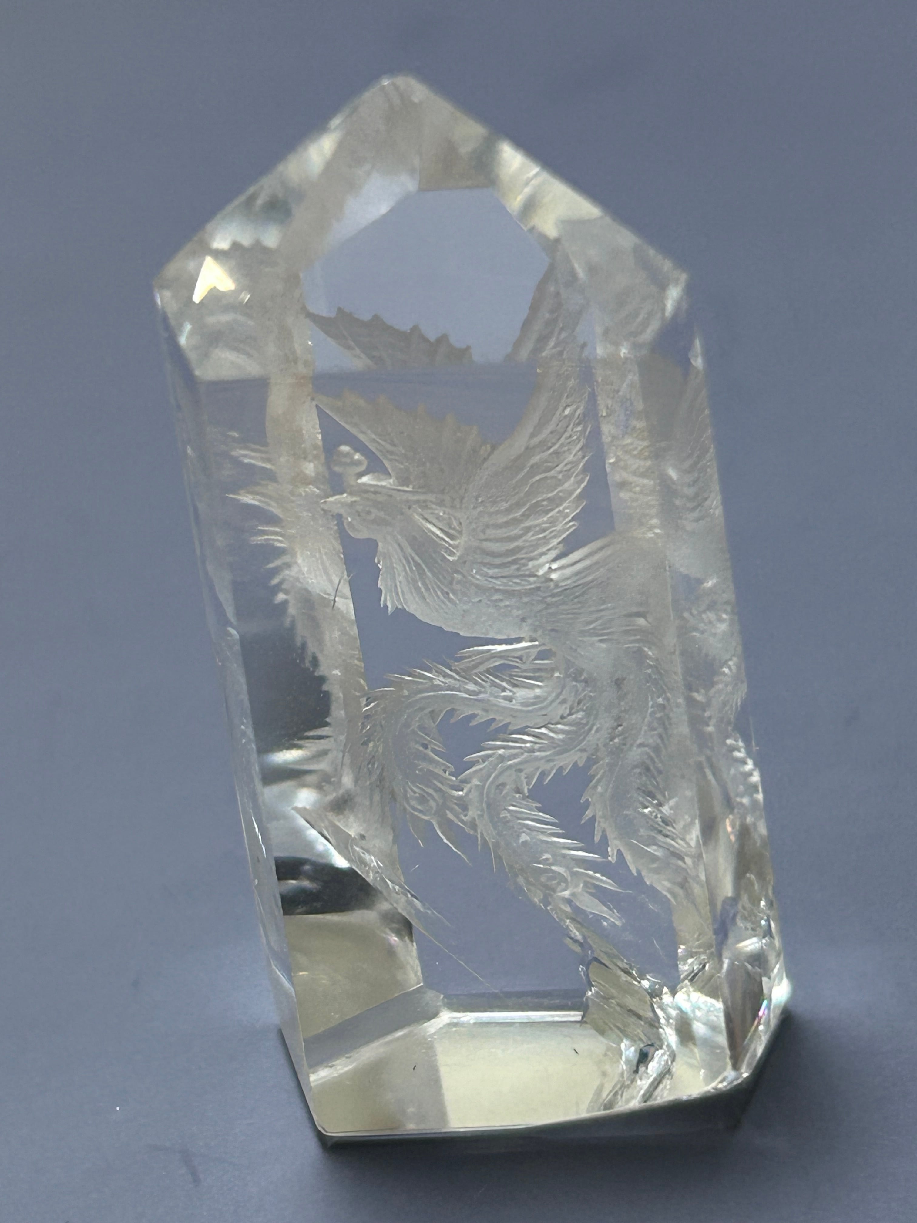 鳳凰彫刻入り水晶ポイント 約38g | 天然石•パワーストーンのクリスタル