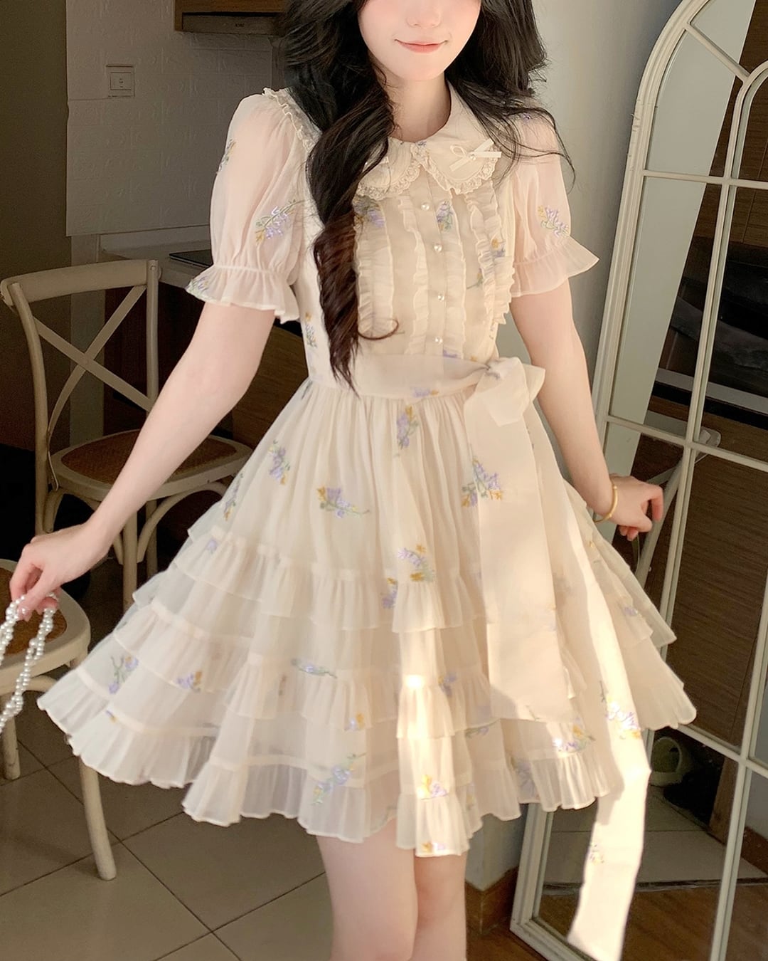 ドールカラーフラワーワンピース 2402016