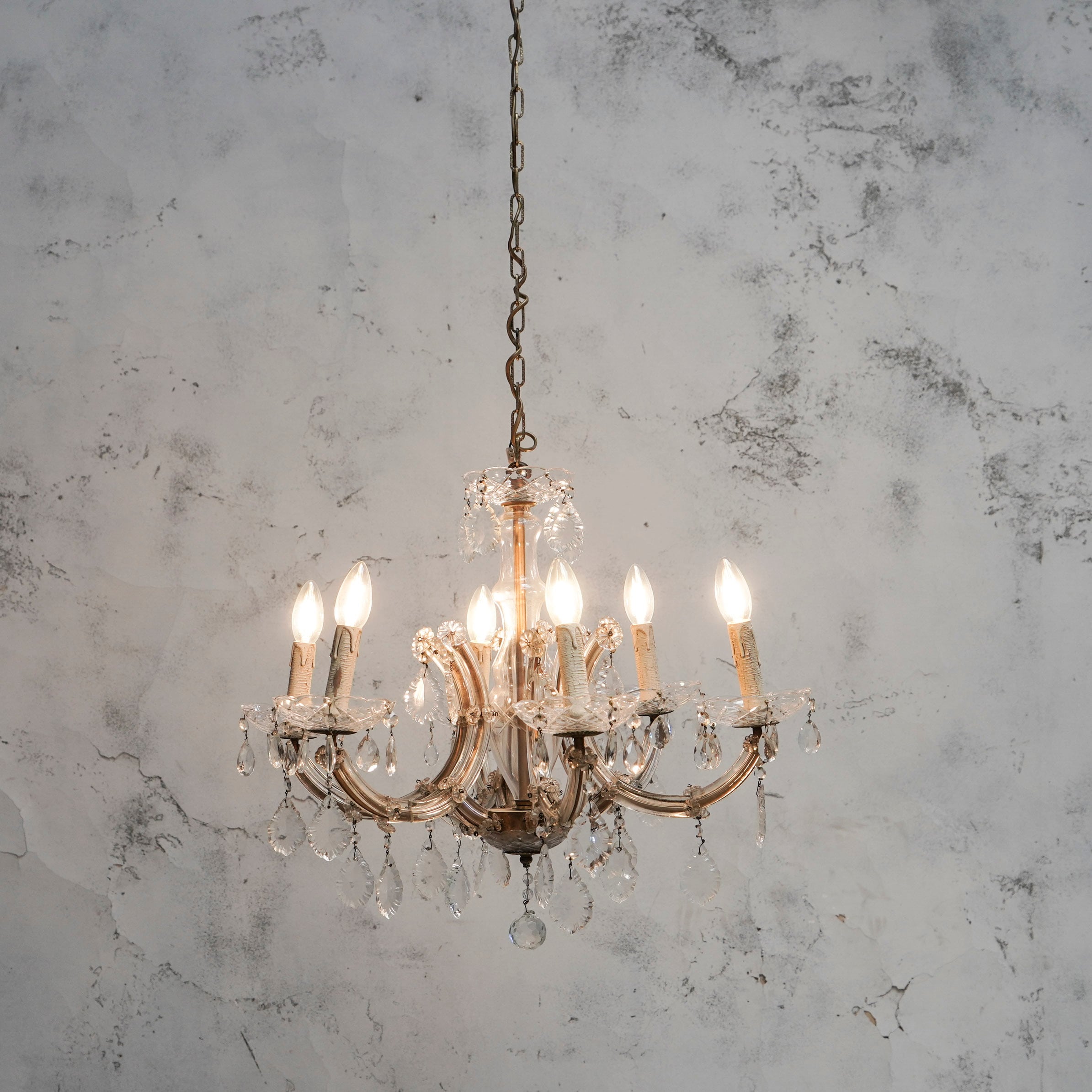 などはガラ┊ ☆シャンデリア☆アンティーク調 6灯 S19a5-m11793571357