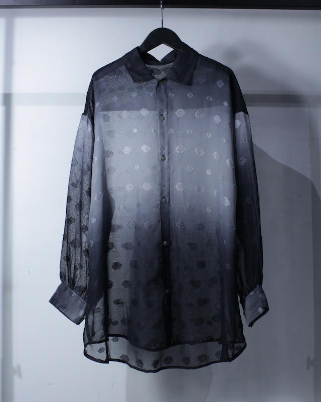 【Caka BLACK】Monotone Gradation Color Vintage Loose Sheer Shirt