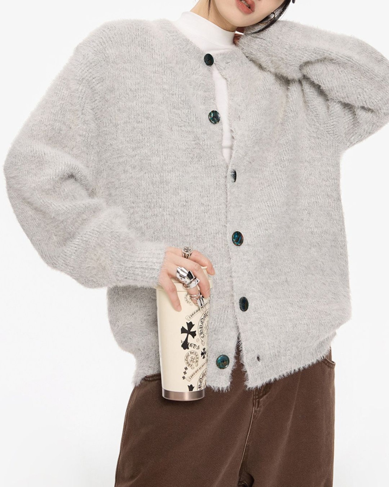 ボタンフロントニットカーディガン 3color A0758 - 7