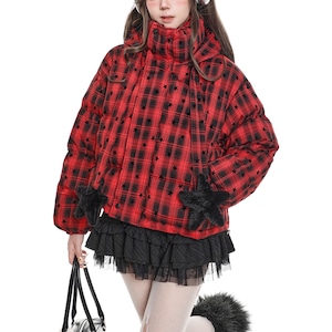 スターコードフーディジップアップチェックパターンジャケット(2カラーあり)(lli_6384)