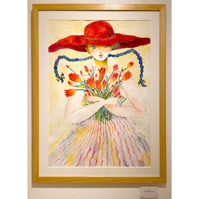 吉永有里 原画「赤い帽子の女」600×800