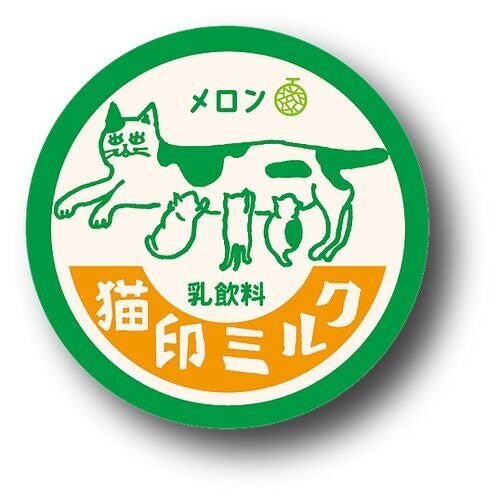 《缶バッジ》猫印ミルク　メロン