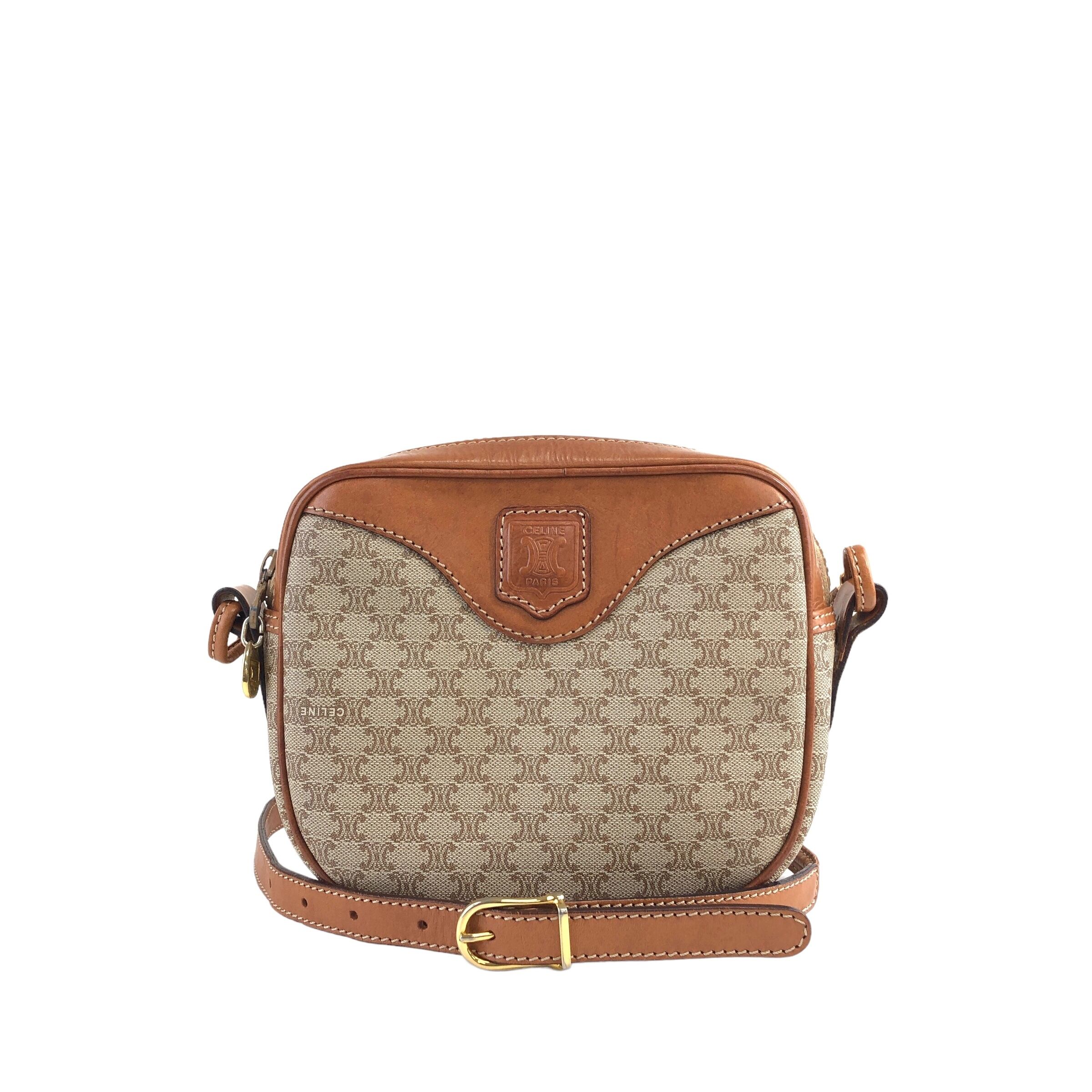 CELINE セリーヌ マカダム ショルダーバッグ ベージュ ブラゾン型押し