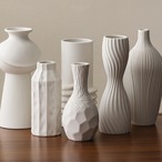 リング模様花瓶 円筒花瓶 白い花瓶 セラミック花瓶 シンプル花瓶 モダン花瓶 ストライプ花瓶 デザイン花瓶 インテリア花瓶 おしゃれ花瓶 陶器花瓶 ミニマル花瓶