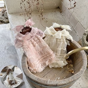 予約（海外ハンドメイド　受注製作品）【№B08467】Lulu’sBow　レースシアワンピ　セットアップ（2点セット・バレッタなし）
