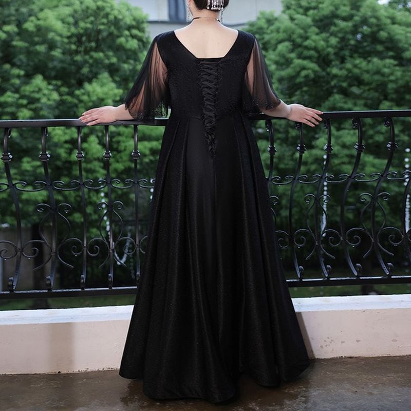 3XL〜7XL】シアースリーブロングドレス D1620 | 演奏会・ステージ