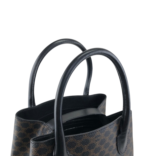 CELINE セリーヌ マカダム ハンドバッグ ブラック ブラゾン型押し PVC トートバッグ vintage ヴィンテージ オールド ypkjyr