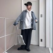 【受注予約：1月下旬入荷予定】W zip フリンジツイルデニムオーバーJK/ブルー