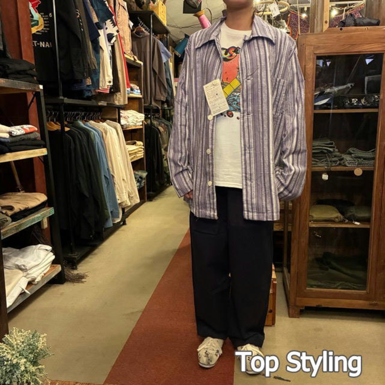 Poland Sleeping suit  Stripe L/S Blue　ポーランド　スリーピングスーツ　ブルー　ロングスリーブ　ブルー　60年代　70年代　デッドストック　ミリタリー　パジャマ　セットアップ　シャツ　パンツ