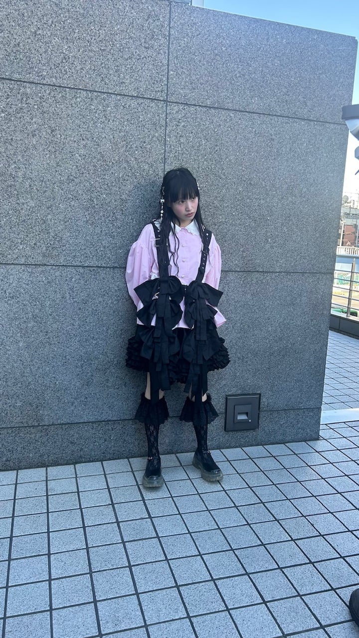 リボンフリルショートパンツ　BLACK