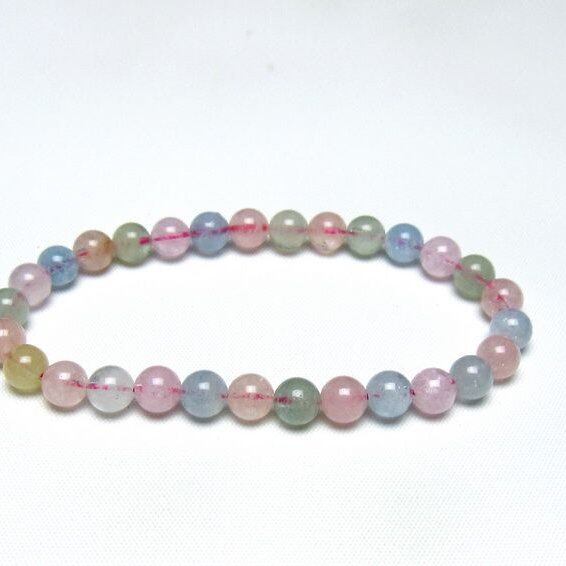 ミックスカラーベリル ブレスレット 6mm 一点物 メール便可 [M便 1/10] 111-48849