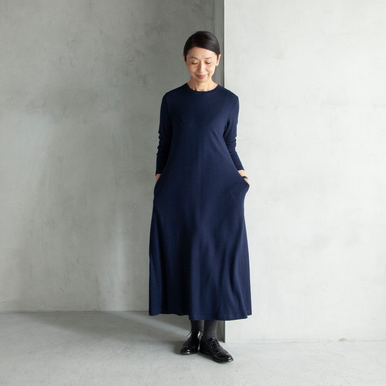 Mサイズ ネイビー Hand Room Women S のウォッシャブルウールワンピース 天然生活 Online Shop