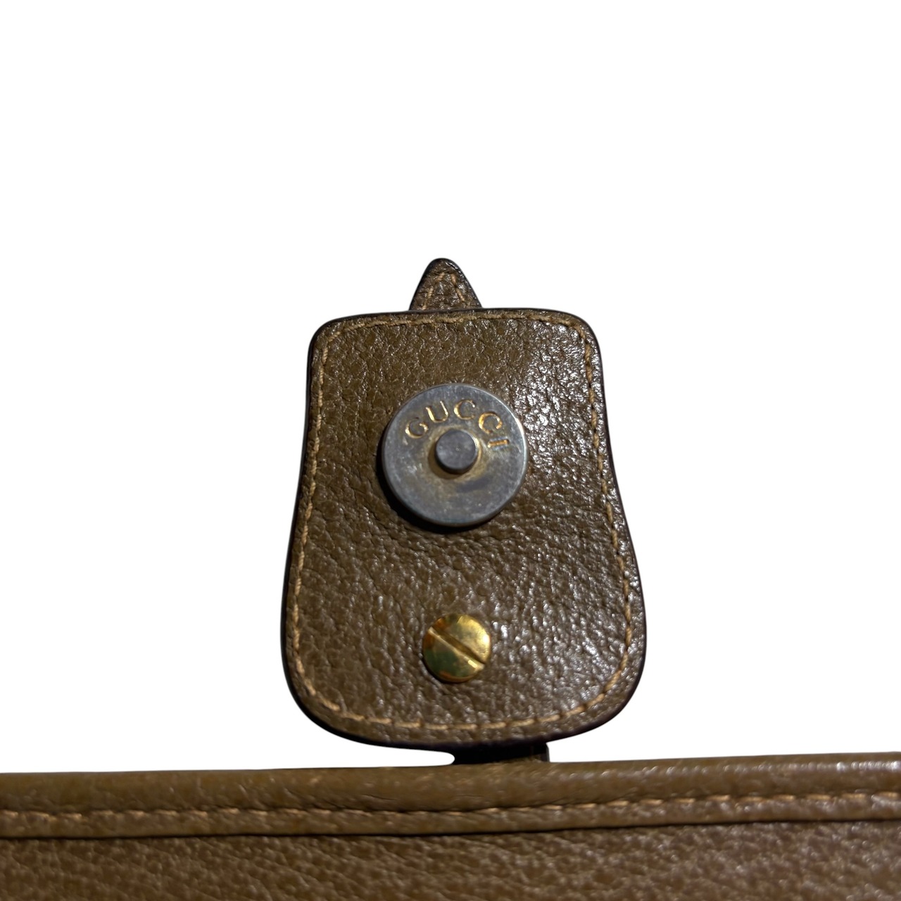 vintage GUCCI leather × monogram canvas shoulder bag
