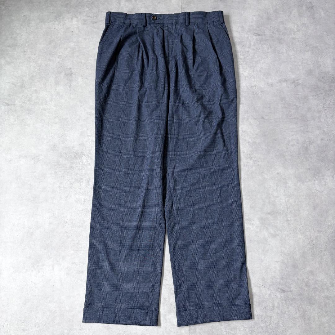 ラルフローレン W36 スラックス ボトム チェック 古着 グレー 21557