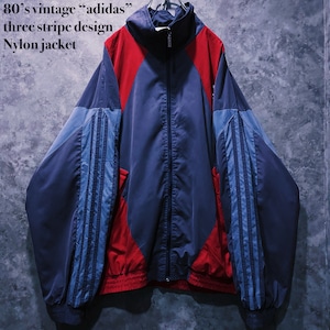 【doppio】80’s vintage “adidas” three stripe design Nylon jacket